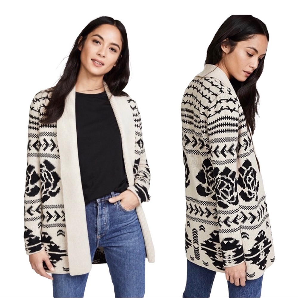 BB Dakota Black and Cream Patterned Cardigan